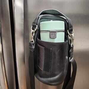 RIDL Magnetic Black Leather Crossbody Shoulder Bag -  Large Front Pocket